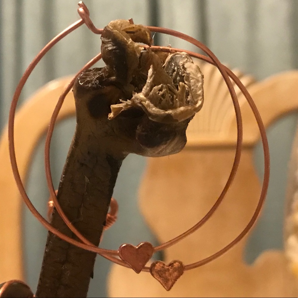 Copper Heart Hoop Earrings